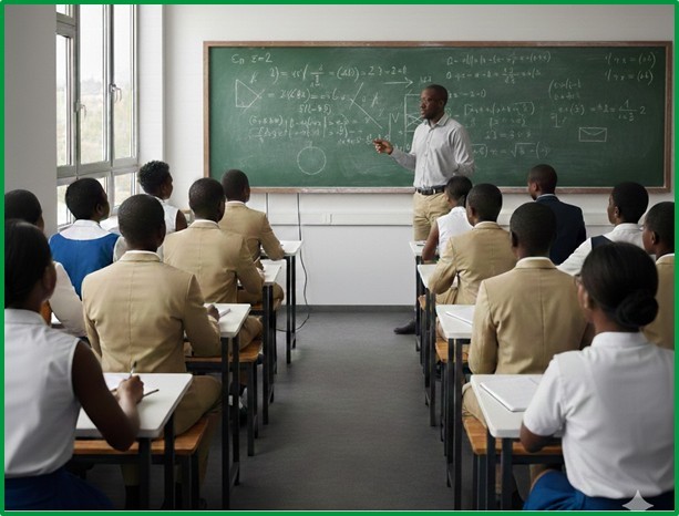 Enseignant présentant une notion scientifique devant sa classe
